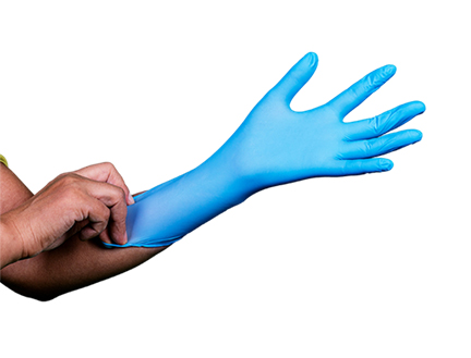 blue nitrile examination gloves