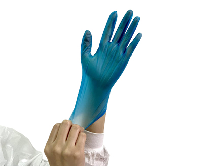 blue vinyl gloves